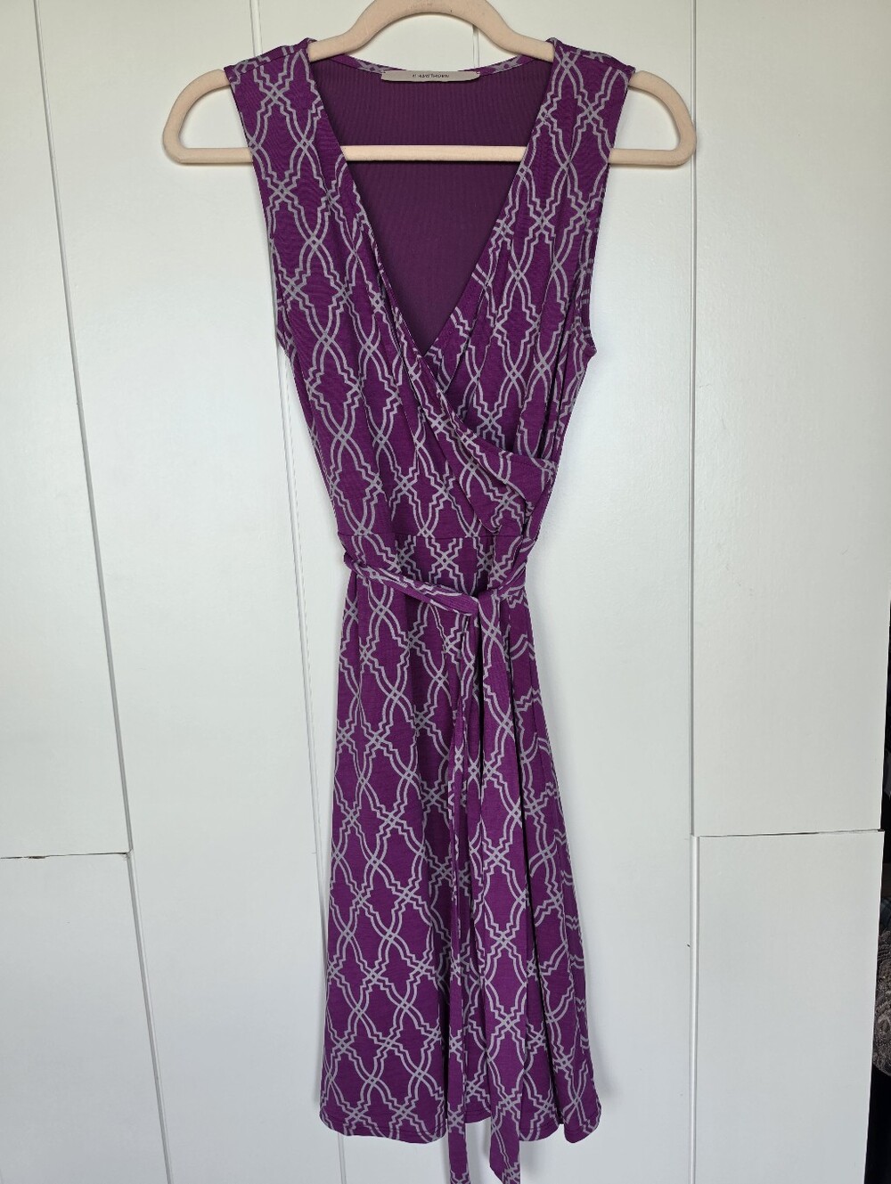 41 Hawthorn Purple Geometric Wrap Midi Dress